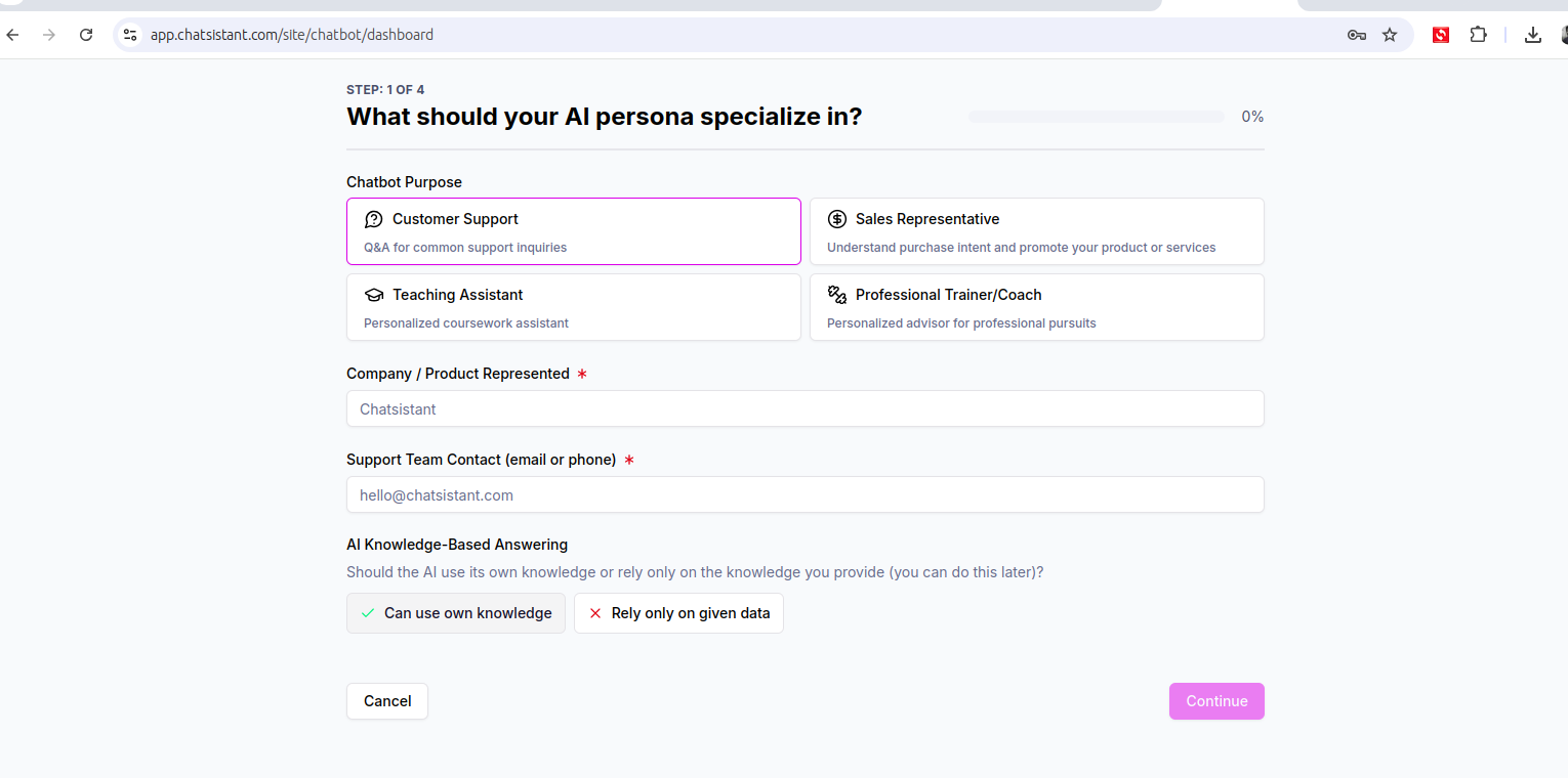 Create Your First Chatbot - Chatsistant API