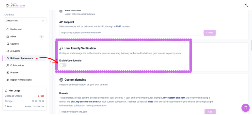 User Identity Verification - Chatsistant API