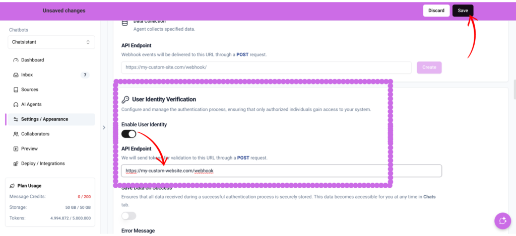 User Identity Verification - Chatsistant API
